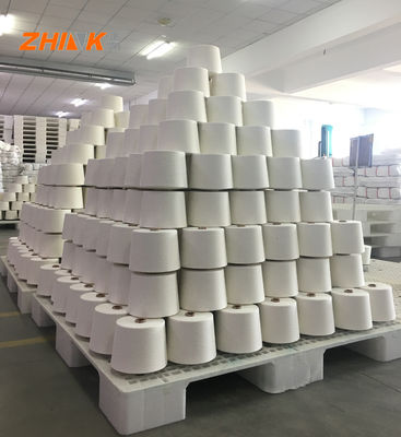 32s 90% poliéster 10% viscosa 90/10 anillo espumado PV de hilados mezclados de materia prima blanca para tejido y punto