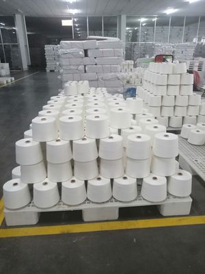 Poliéster/viscosa TR 80/20 Spandex de núcleo mezclado, hilados espumados, blancos en bruto, para tejidos de denim